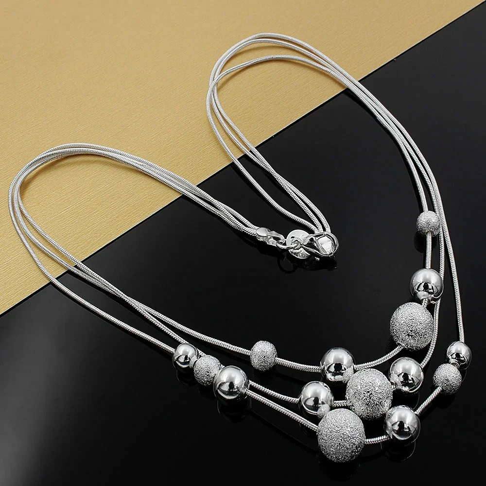 Fine Jewelry Charm 925 Sterling Silver Bead Necklace Klasyczna moda wysokiej jakości dla kobiet Lady Wedding Chain Gift