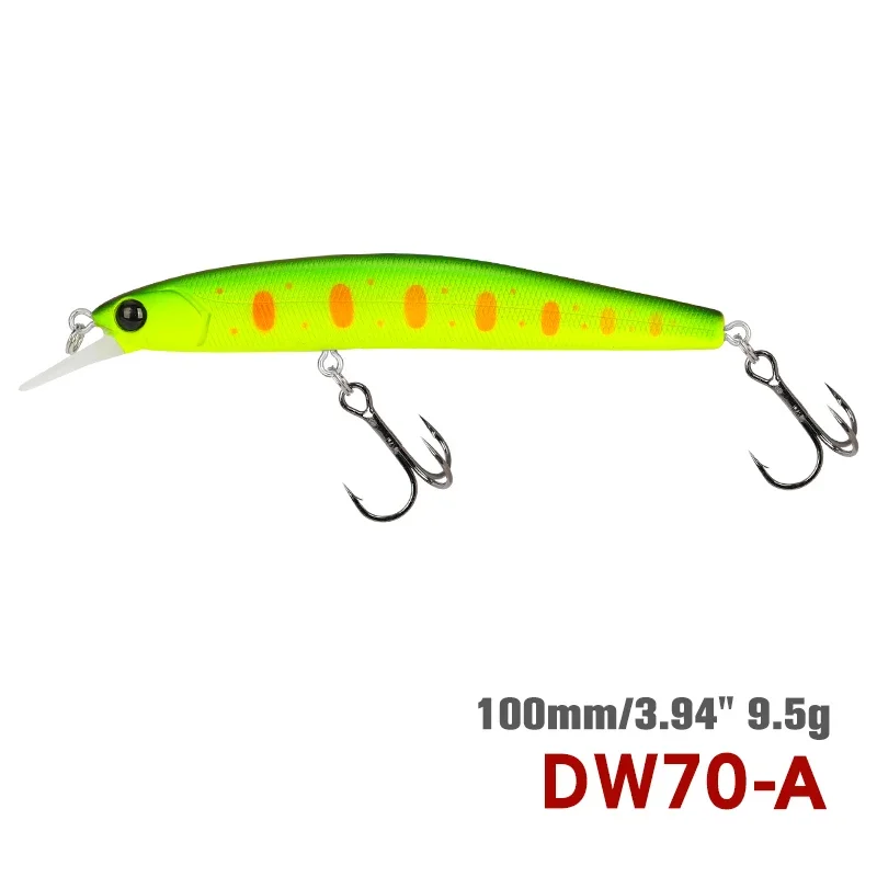 TSURINOYA NIEUWE Opschorting Minnow Vissen Lokken DW70 100SP 100mm 9.5g Kunstmatige Swimbait Wobbler Jerkbait Snoek Bass lokken Crankbait