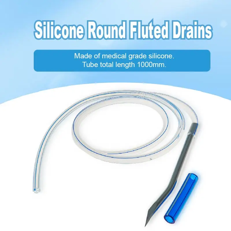 Pet 100% Medical Silicone Round Fluted Drains With Trocar Veterinary Clinic Veterinary Equipment Veterinary Accessories 1 Piece