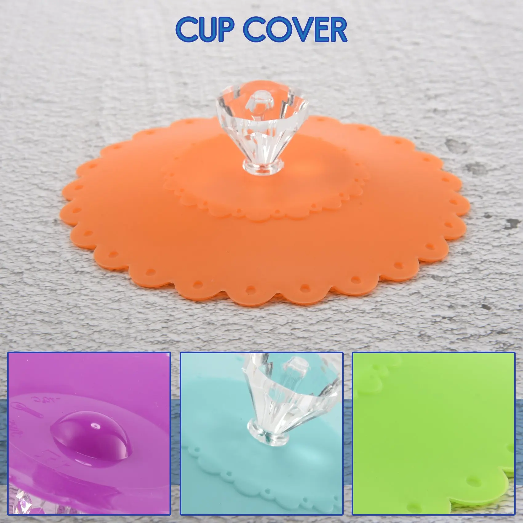 ABZL 6PCS New Cute Anti-Dust Silicone Glass Cup Cover Coffee Mug Suction Seal Lid Cap Food Grade Creative Round Mug Cover