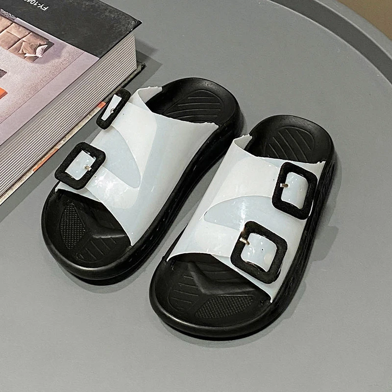 Summer Kids Boys Girls Slides Sandals For Children Shoes Transparent Fashion Simple Classic Soft Beach Sandals Slippers