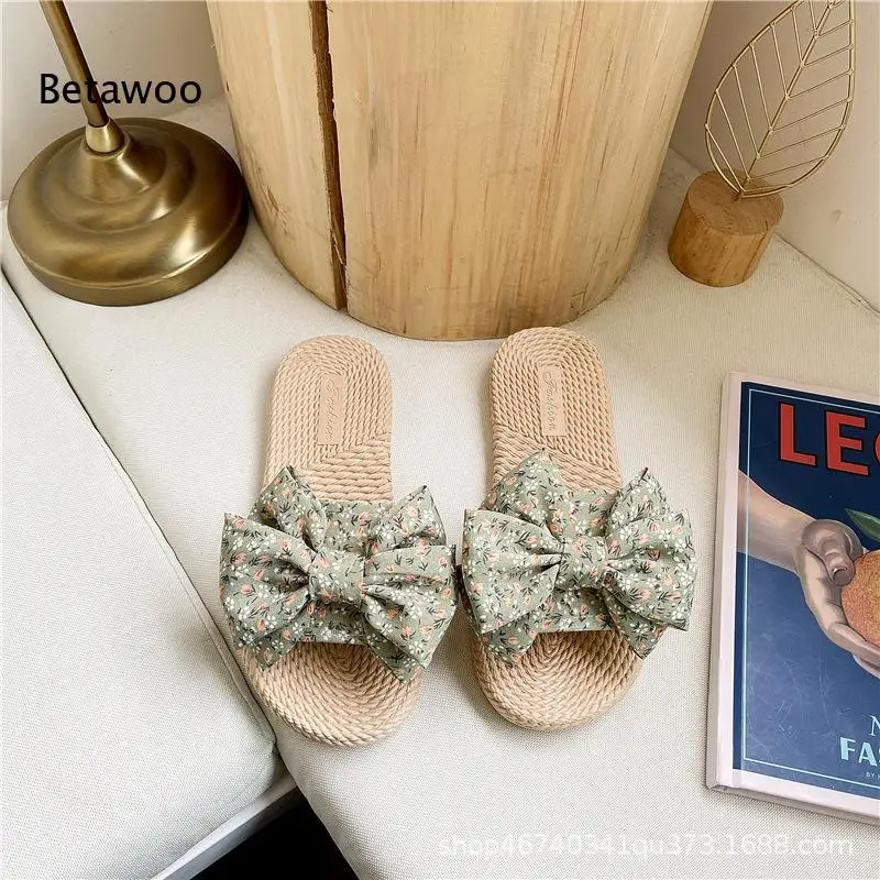 Trendy Bowknot Flower Platform Slide Sandals Women Casual Thick Sole Summer Beach Vacation Shoes view 5