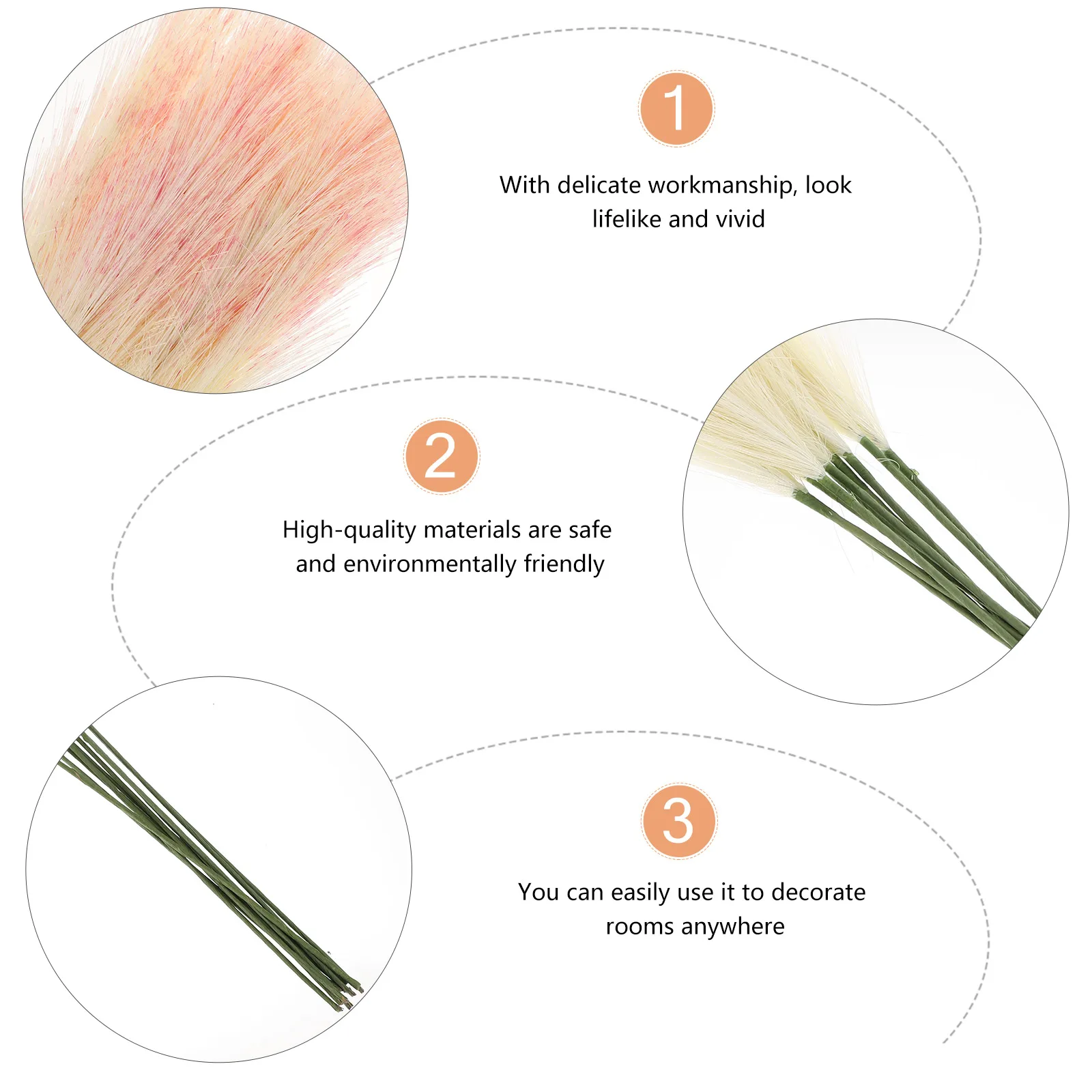 

10Pcs Lifelike Simulation Dried Reed Premium Material Home Office Decor Bouquet
