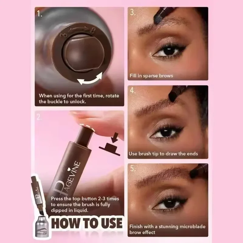 Waterproof Velvet Square Brush Eyebrow Cream Wild 3D Brow Tint Pen Lasting Color Rendering Effortless Eyebrow Makeup