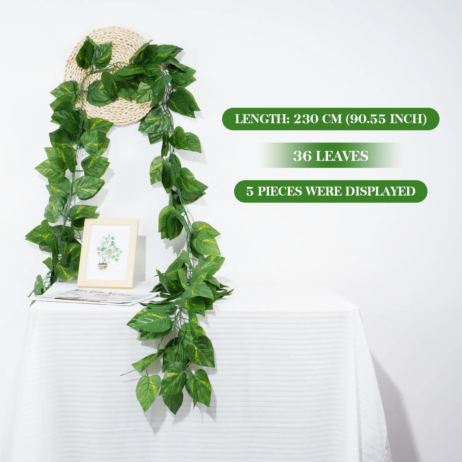 230cm Artificial Hanging Leaf Vine Plants Liana Silk Fake Ivy Leaves Party Vines for Home Garland Wall Green Decoration