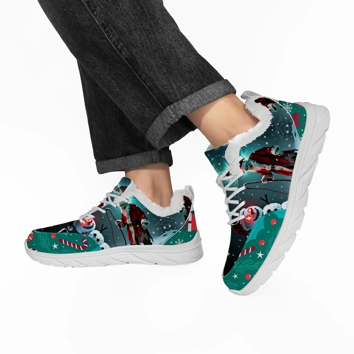 Scarpe genitore-figlio piatte leggere di grandi dimensioni con motivo Halloween e Natale Scarpe sportive casual stile scuro con cartoni animati