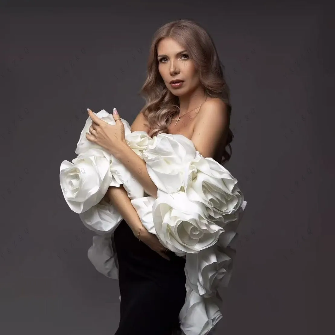 2 peças marfim floral superior em camadas vestido de maternidade preto sereia querida vestido de maternidade photoshoot vestidos de chá de bebê festa