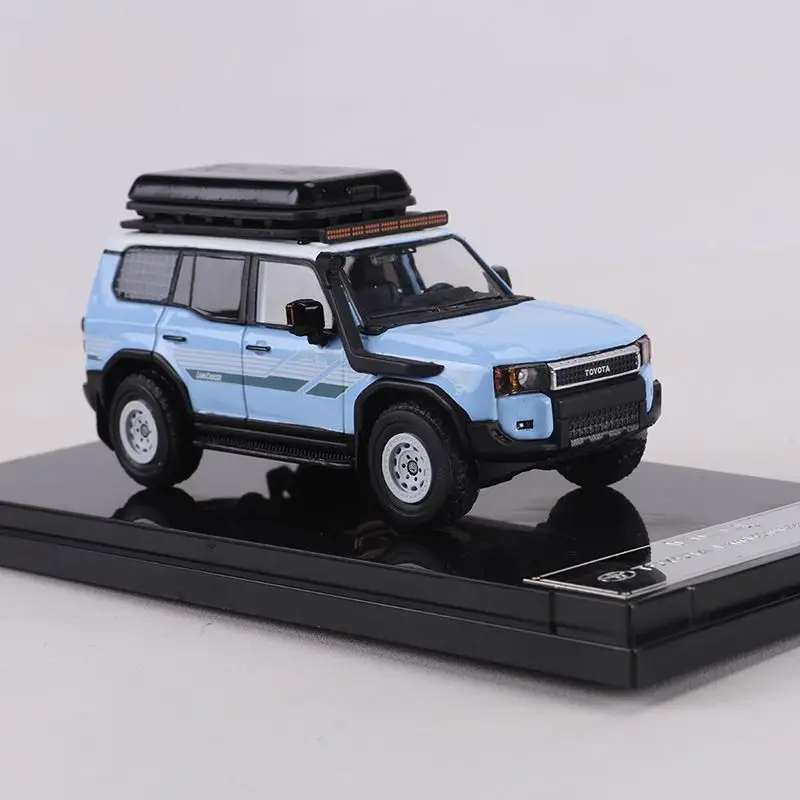 1/64 GCD Diecast Modified Offroad 250 SUV Model, Light Blue With Roof Box & Display Stand - view 3