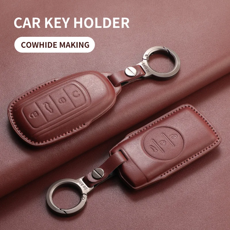 Leder-Autoschlüsselhülle für Chery Omoda 5, Tiggo 8 Pro, 9, Arrizo 5plus, Tiggo 3, 5X Plus, Jaecoo J7, 8, Exeed TXL Schlüsselanhänger Autoteil