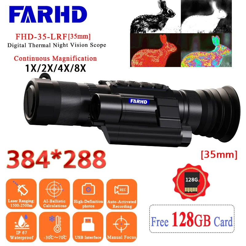 

FHD3-35-LRF Infrared Night Vision Instrument Monocular Imaging Sight Thermal Scope For Hunting Clip On