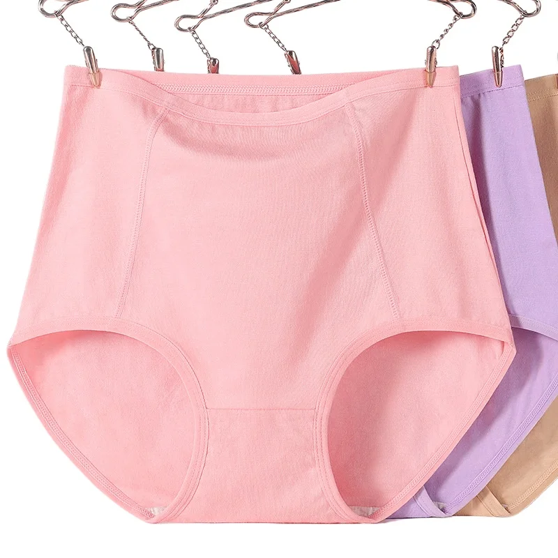 

3Pcs Pure Cotton Women's Underwear Plus Size 100kg Comfortable Triangle Shorts Briefs Breathable Solid Color Female Lingerie