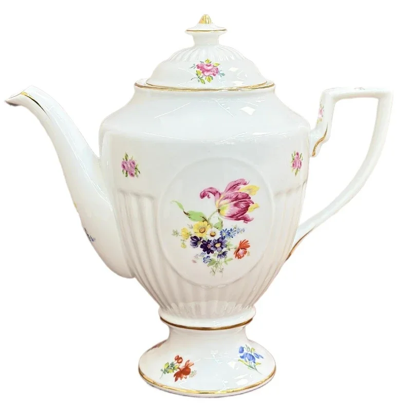 French Phnom Penh retro small floral goblet saucer afternoon tea cup, coffee set cup saucer milk pot teapot set