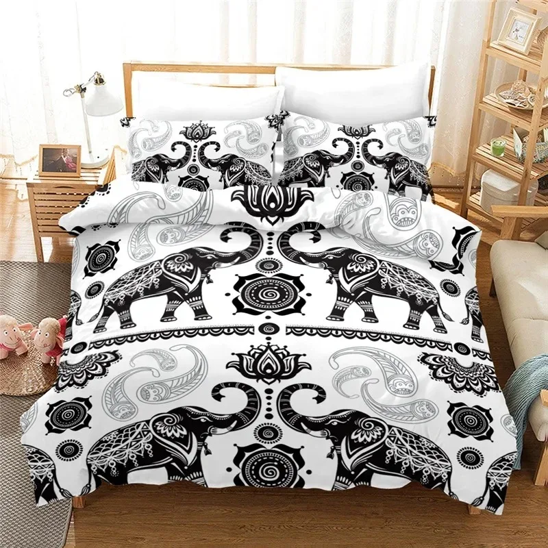 Indian Elephant Bedroom Bedding Set Housse De Couette Mandala Boho Home Textile Duvet Cover with Pillowcovers Beds Set Covers