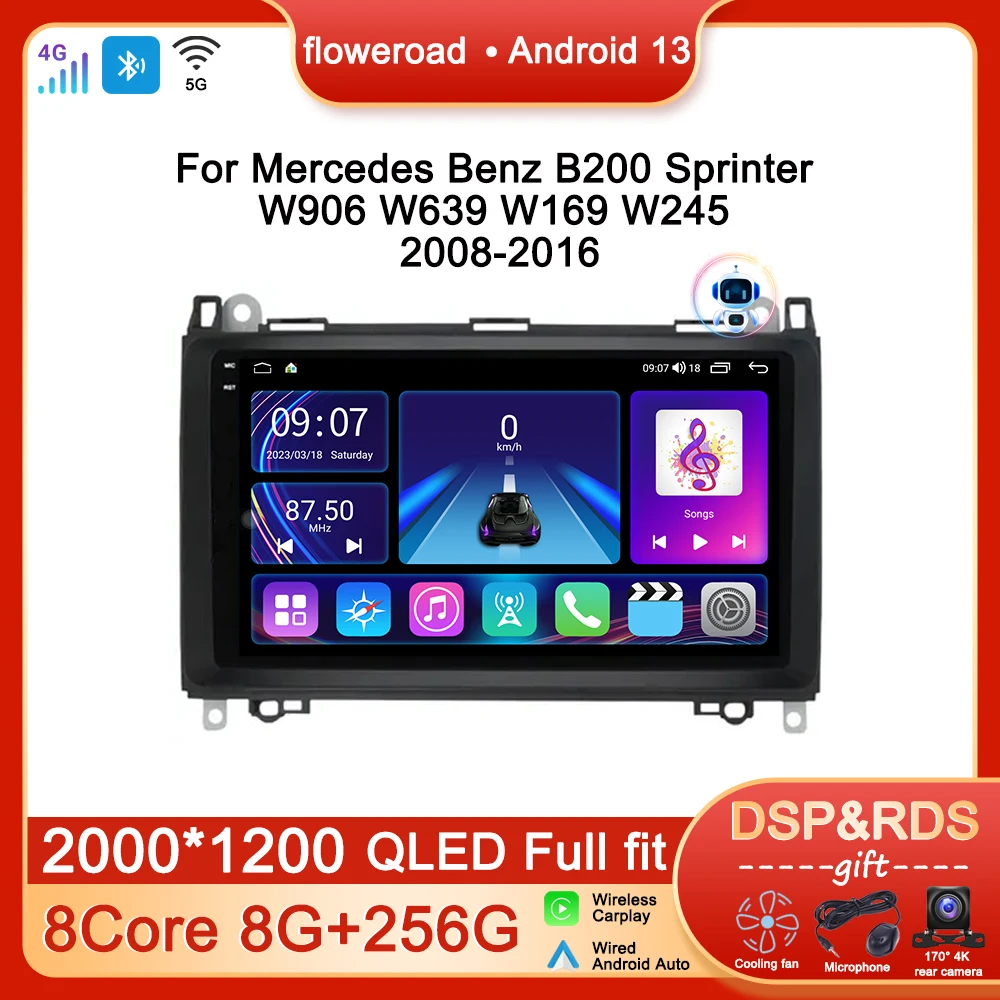 

Android 13 Car Radio Multimedia Player For Mercedes Benz B200 Sprinter B-Class Viano Vito 2008 -2016 2Din Apple Carplay Auto GPS