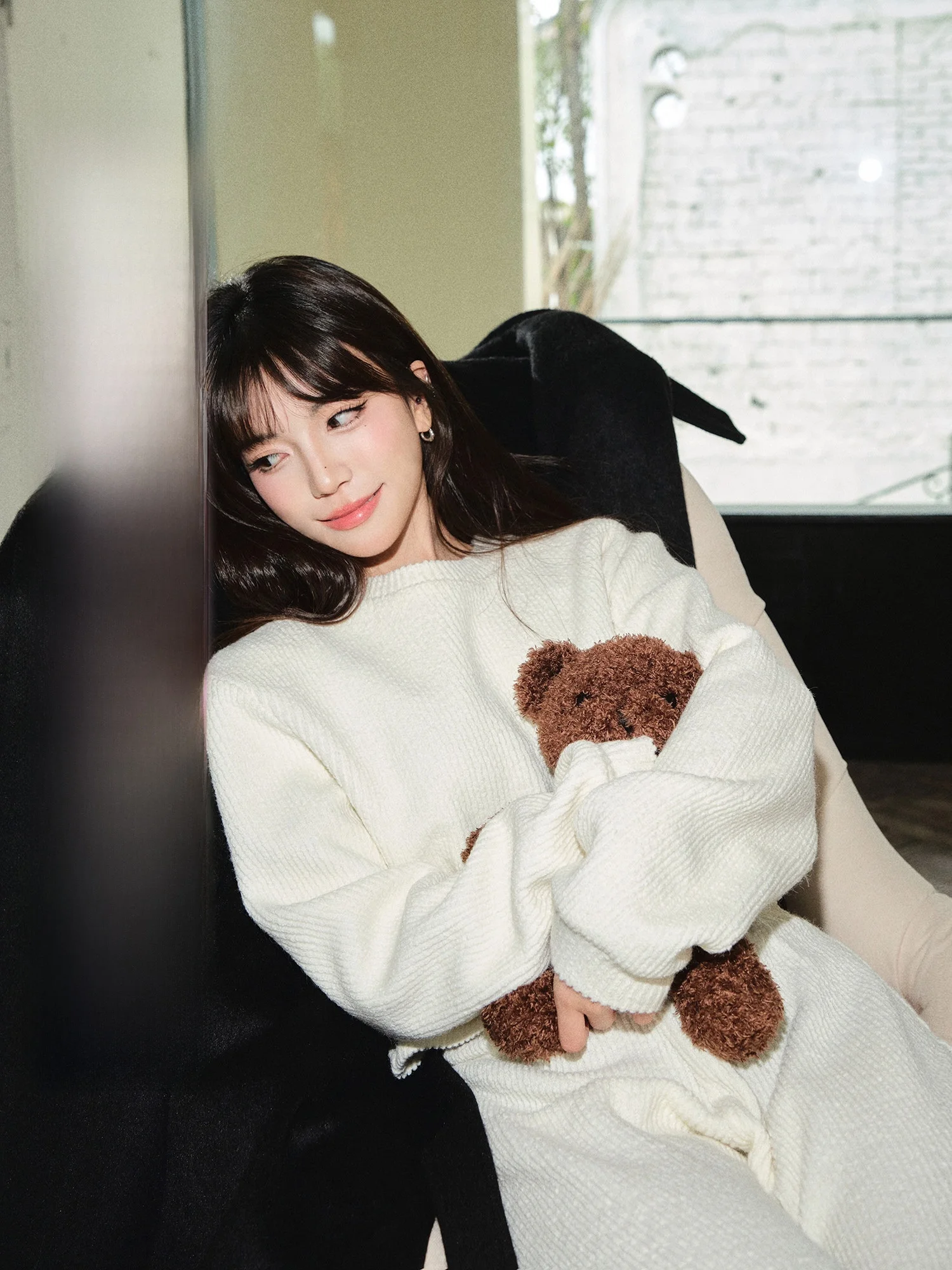 

Мягкий уютный вязаный свитер и длинные брюки, комплект из двух предметов, женский зимний топ Faion Lazy Sle round Ne Long Sve Top