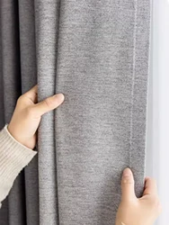 Ready made 100% Polyester linen blackout Solid color for hotel home window curtains for the living room