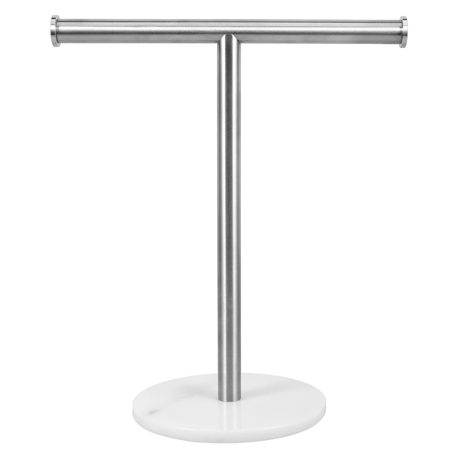 Stainless Steel Marble Standing Towel Rack Stable T-Shaped Bathroom Countertop Towel Holder Organizer T-Shaped Storage Rack