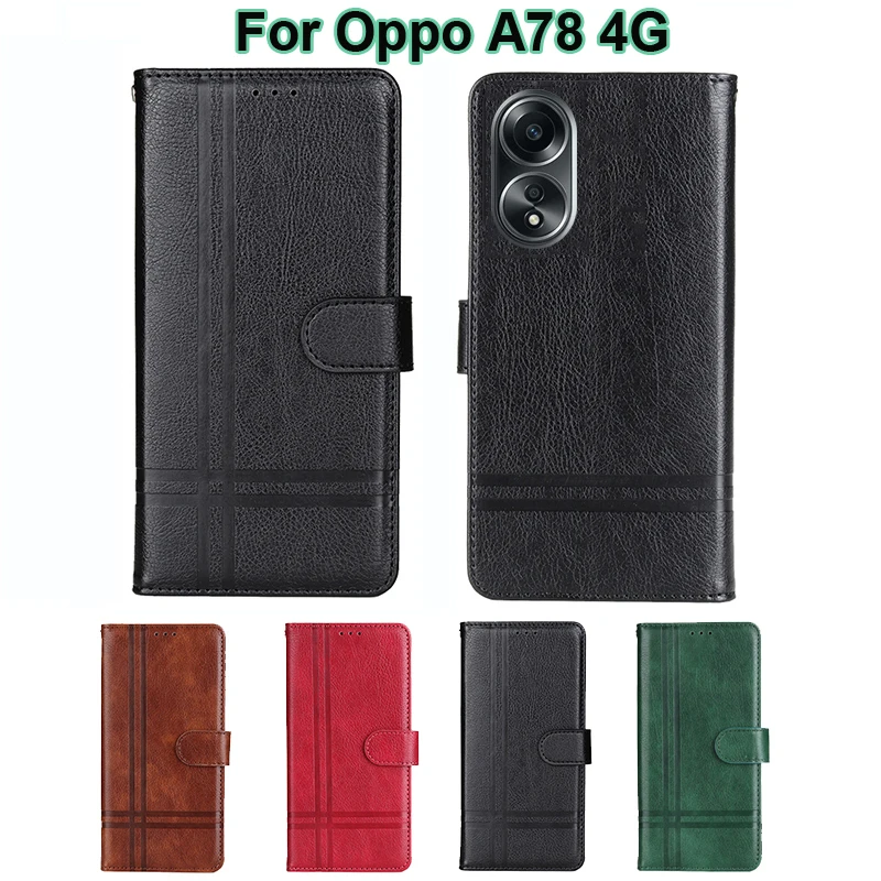 For чехол на Oppo A78 4G Phone Case Luxury Leather Capa Flip Cover For Fundas para Celular Oppo A78 4G CPH2565 Wallet Cases Etui