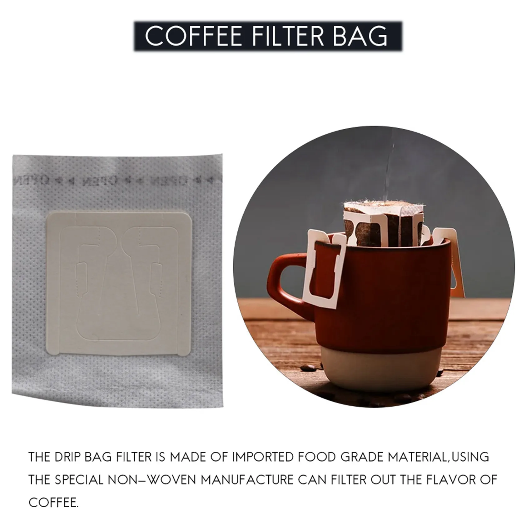 200 Pcs Portable Drip Coffee Powder Paper Filters Hanging Ear Drip Bag Filter