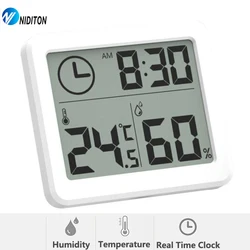 Digital Clock Desk Clock with Temperature Humidity  Wall Clocks for  Home Kitchen Office Desk Decorations NIDITON