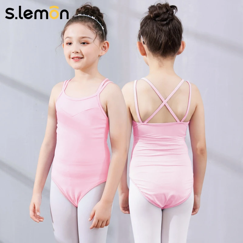 S.lemon Bambino Ragazze Balletto Body Sling Maglia Costume da ballo Bambini Ginnastica Outfit Estate Performance Wear 90-150 CM