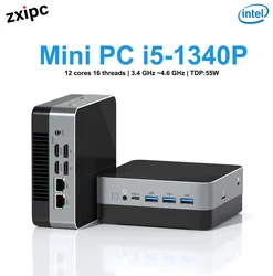 13th Gen Pocket Mini PC i5 1340P 2xDDR4 Up to 32GB RAM SSD WIFI6 Windows 11 NUC Mini Gaming PC Portable Computer Four display