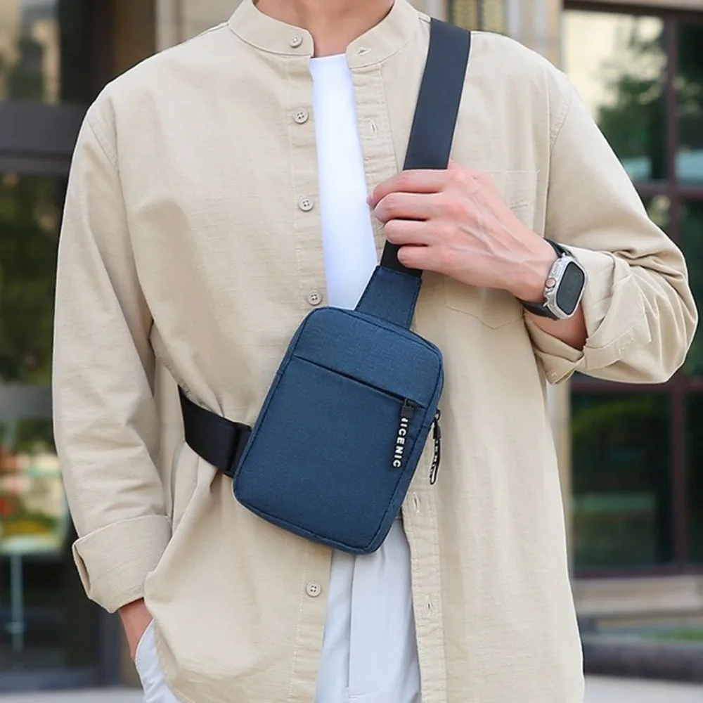 Borsa da petto da uomo Oxford Borsa a tracolla multifunzionale in tinta unita Borsa a tracolla sportiva stile coreano a spalla regolabile