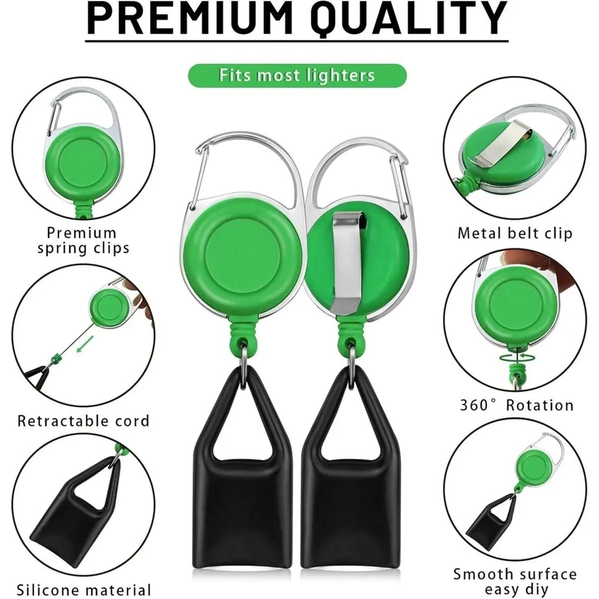 2026 New Tool 8 Pcs Retractable Lighter Clip, Lighter Holder Keychain with Clip (8 Colors)