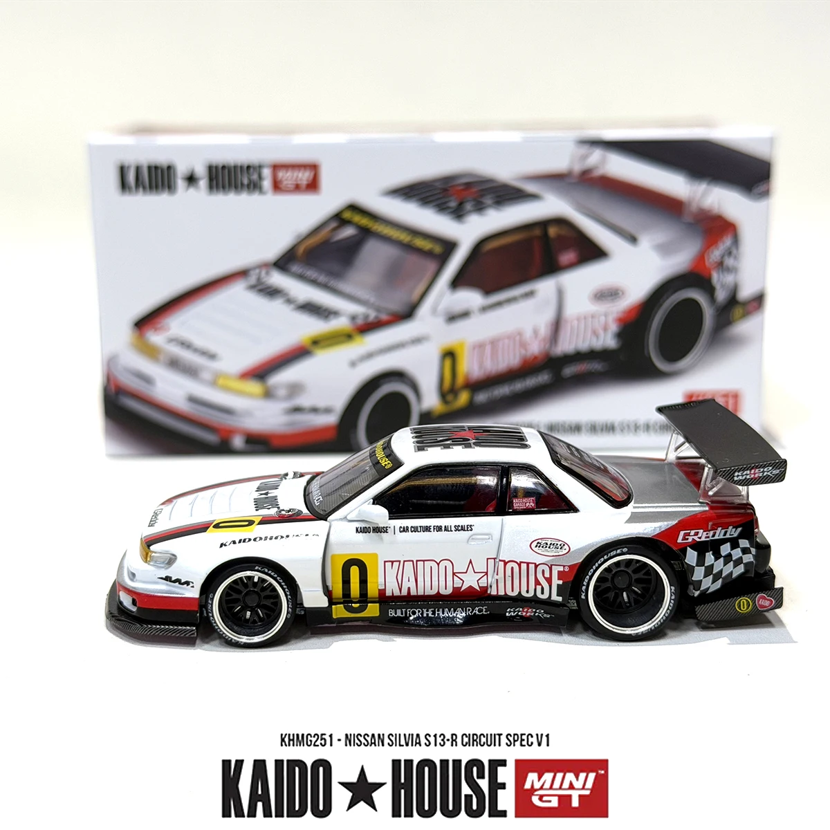 Kaido House 1:64 Nissan Silvia S13-R Circuit Spec V1 Race Livery Open Hood JDM Track Diecast Model Car In Stock KHMG251 view 4