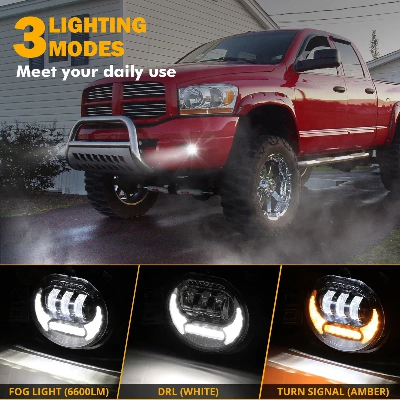 1 Pair Car LED Fog Light Turn Signal Lamp Driving Fog Lights  For Dodge Ram 1500 2002-2008 Dodge Ram 2500/3500 2003-2009