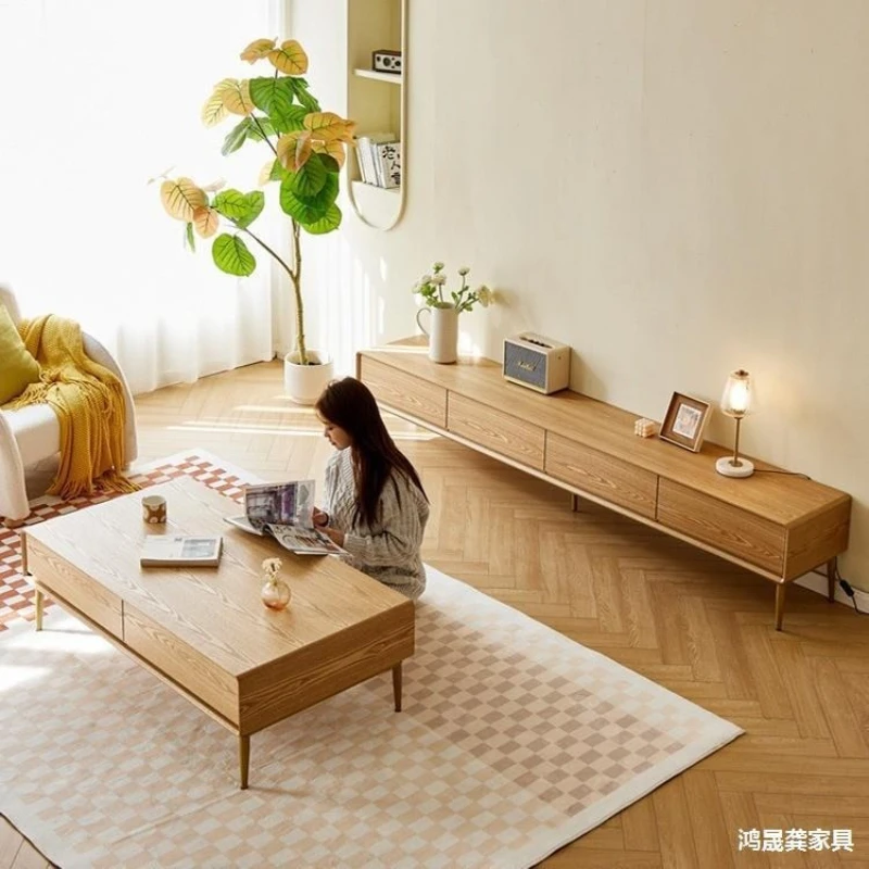 حامل تلفاز ياباني إسكندنافي الحد الأدنى حامل تلفاز القهوة المعيشة مزيج حديث فاخر أثاث منزلي طبيعي Ein Fernseher #5