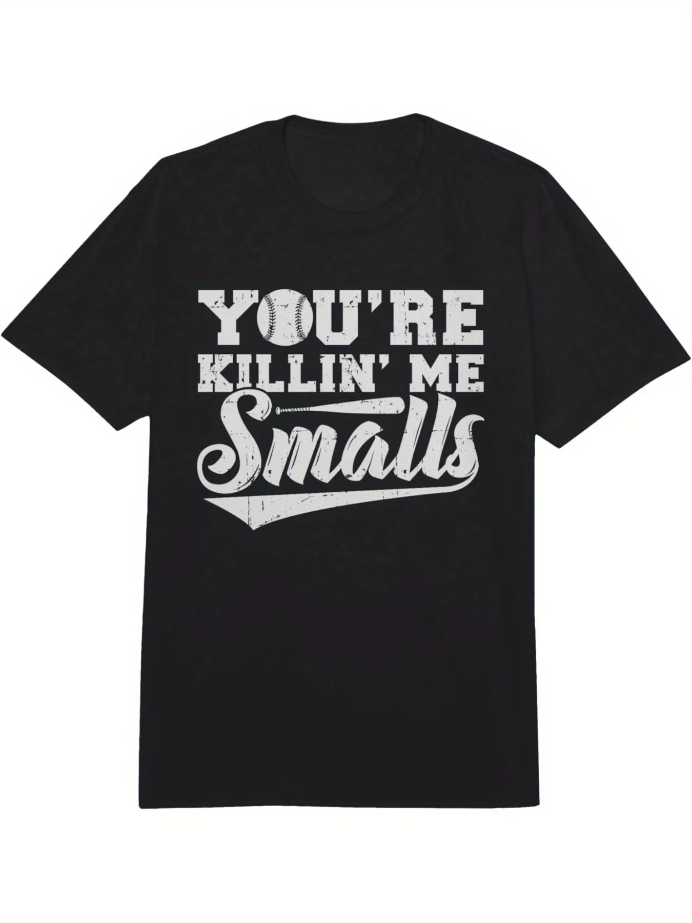 Comfortable Crew Neck T-Shirt You're Killing Me, Little One Fun Baseball Print T-Shirt - A Line from the Classic Movie The Rules of the Game, Regular Fit Casual Top, Suitable for All Body Types and Year-round Wear