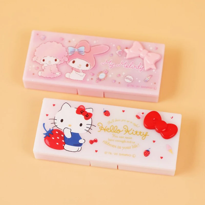 Imagem -02 - Kawaii Sanrio Cartoon Storage Caixas Hello Kitty Minha Melodia Criativo Pintado Impermeável Cosmético Cotonete Portátil Anime Fofo