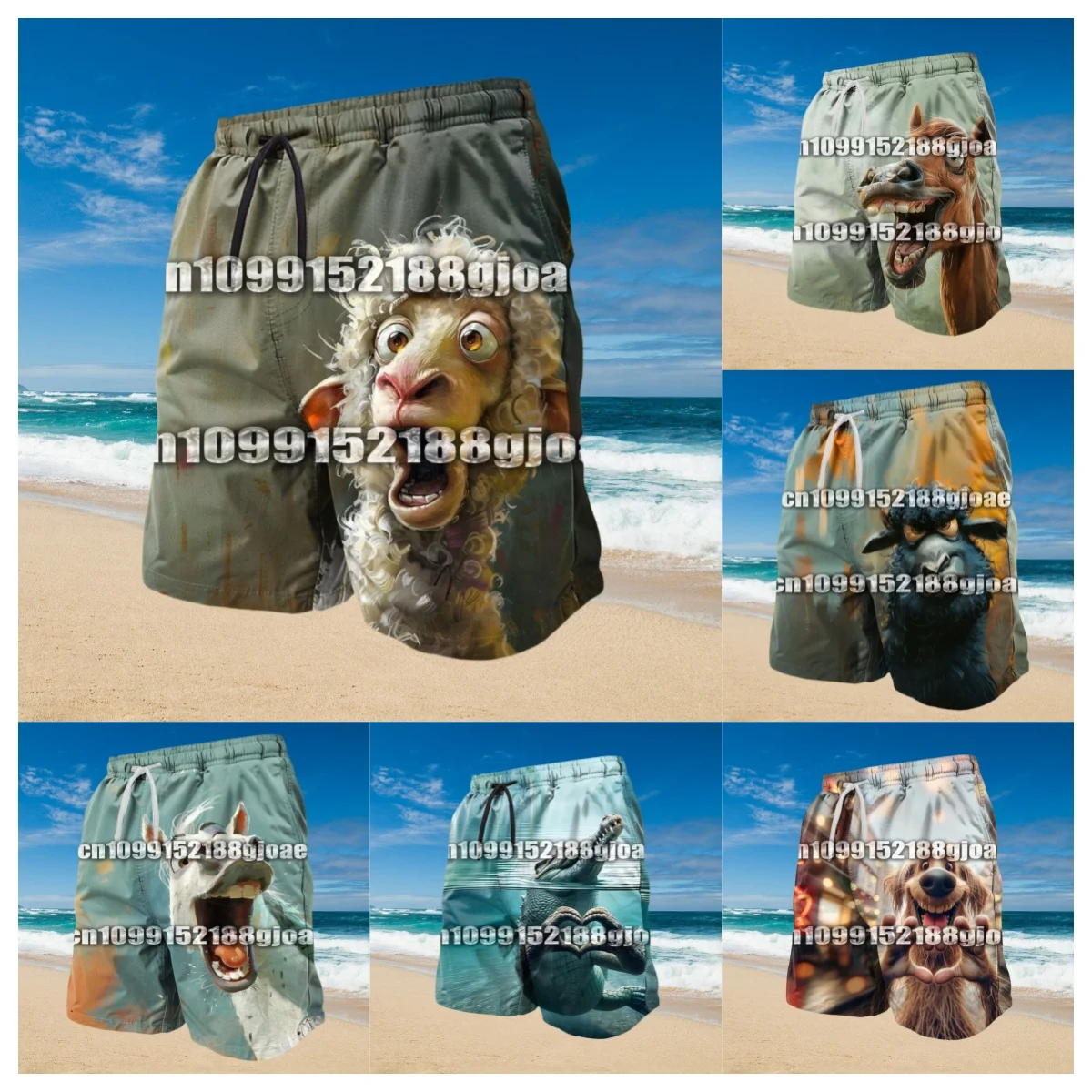 

Самые продаваемые летние мужские шорты с забавными и милыми животными с 3D-принтом, быстросохнущие и дышащие пляжные шорты, повседневные шорты.
