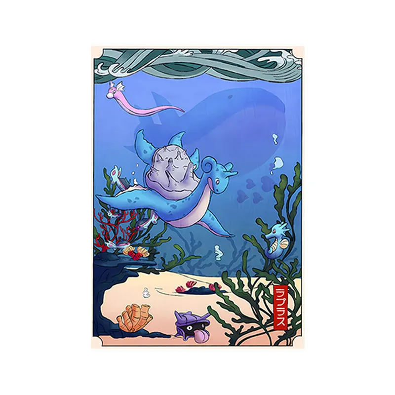 Pokémon Snorlax and Mew Vintage Canvas Wall Art Poster 3