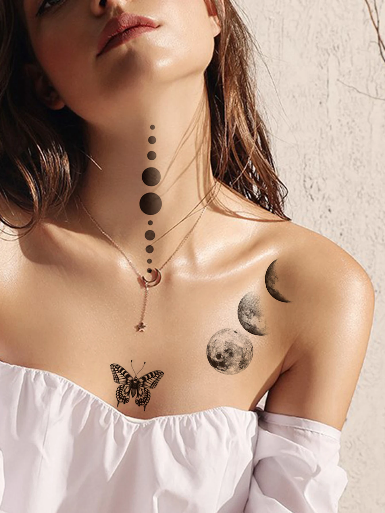 4pcs Waterproof Temporary Tattoo Sticker Fresh Dark Feather Star Grotesque Insect Sword Fake Tatto Flash Tatoo for Women Men