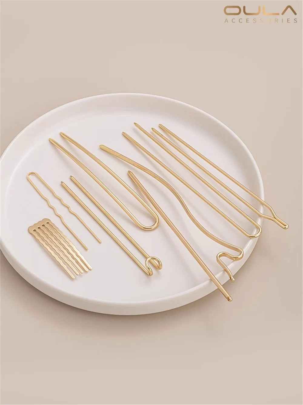 

14K Gold-Color Plated Hairpin Body U-shaped Hair Fork Double Straight Rod Material Diy Handmade Antique Headwear Accessories