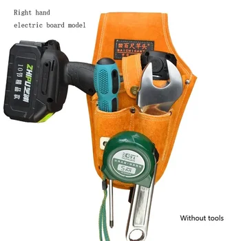 Borsa per attrezzi in vita con fondina per trapano in pelle bovina Borsa per attrezzi per cintura elettrica durevole con cintura per cacciavite elettrico per trapano elettrico