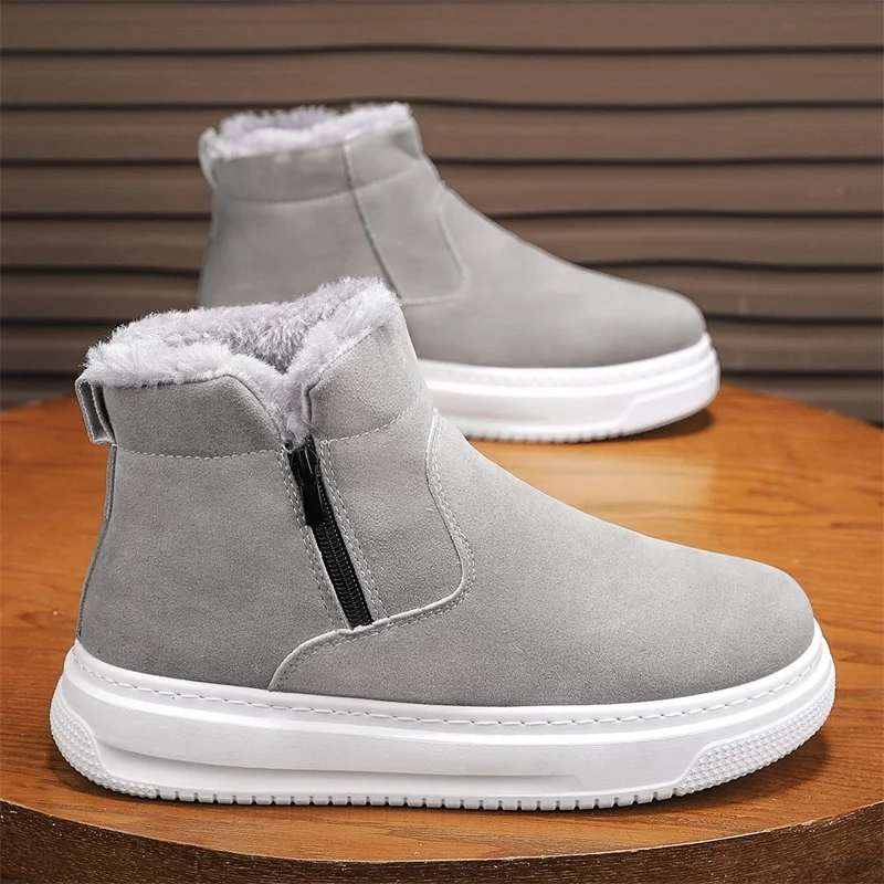 

Men's plus size casual versatile cotton shoes winter warm plush outdoor walking shoes fashion youth non-slip hight top snow shoe