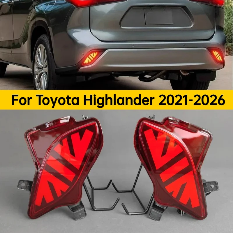 For Toyota Highlander 2021-2026 Car Rear Bumper Light Reflector LED Driving Brake Warning Light Turn Signal Navigation Light