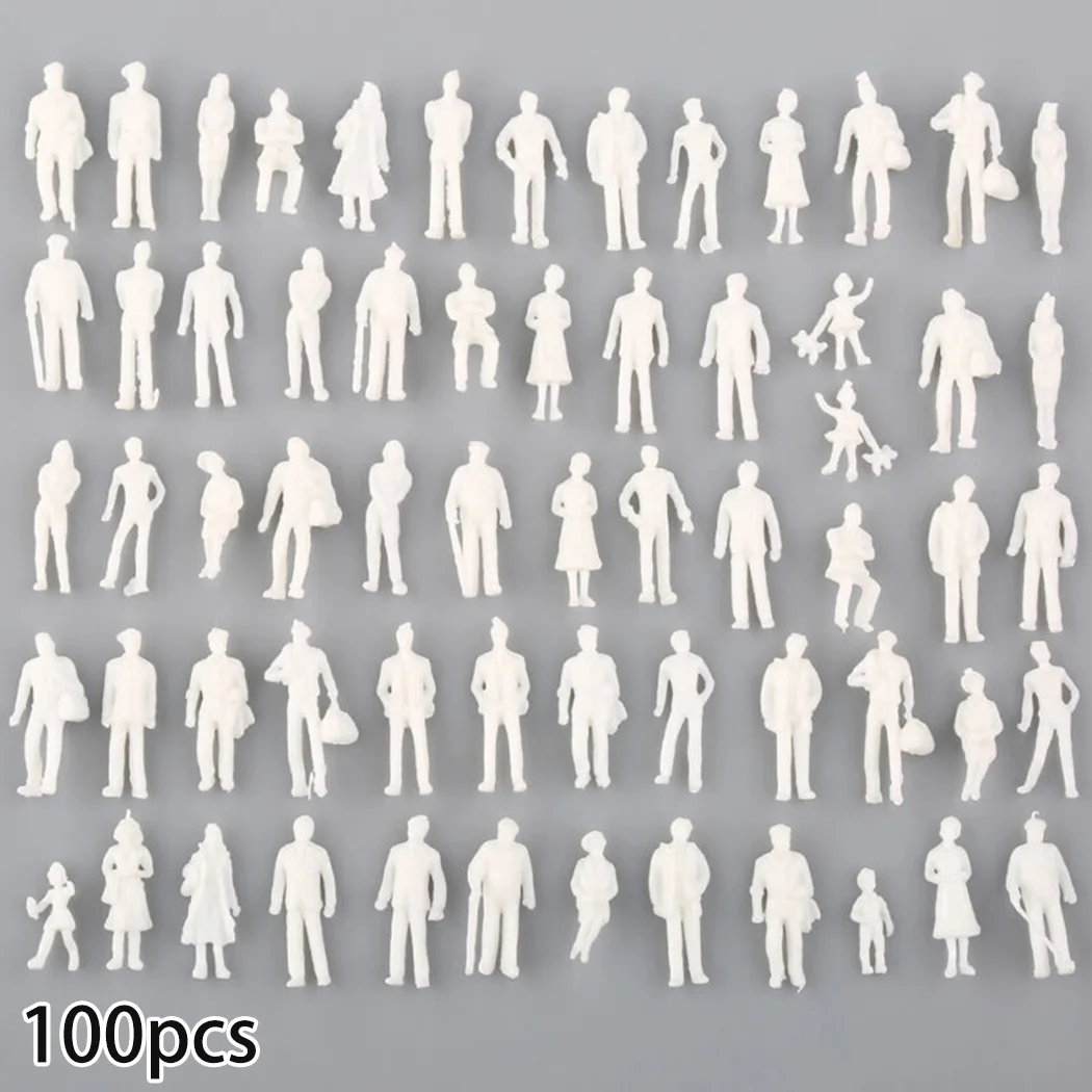 50/100Pcs 1:75 Scale 25mm Model Miniature White Figures Human Architectural Model Able Model Making Outdoor Land Scene Decor