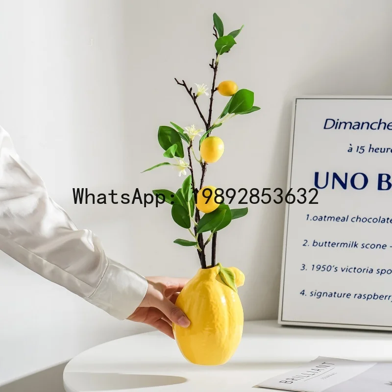 

Ceramic Vase Cartoon Lemon Flower Vase Flower Arrangement Accessories Simulated Fruit Ornaments Terrarium Home Decoration