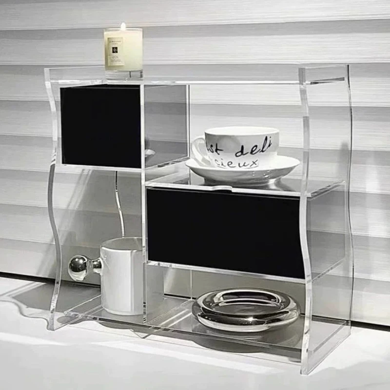 Transparent Storage Holders Acrylic Shelf Storage Multi-function Household Items Dustproof Rack Organization with Drawers Design