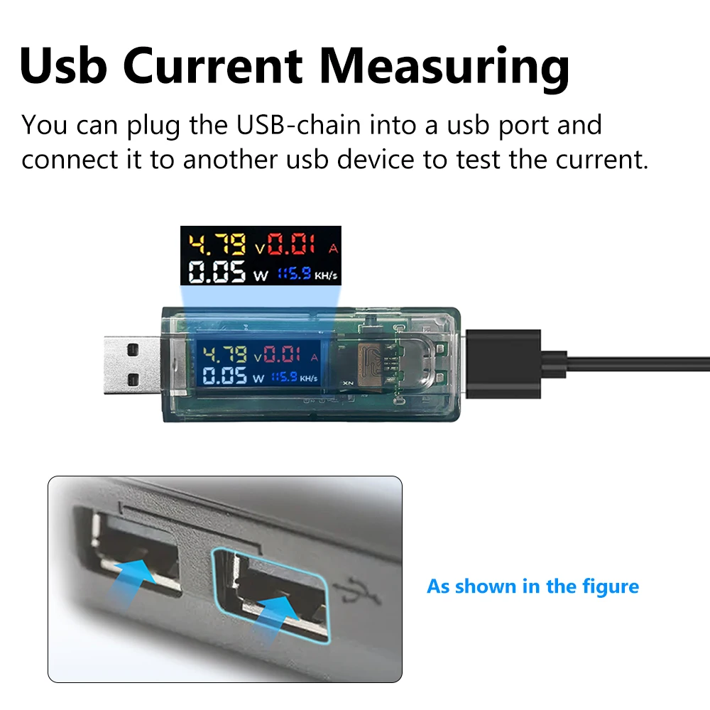 Medidor de energia amperímetro de tensão de exibição de 0,96 polegadas ESP32-S3FN8 placa de desenvolvimento NM-USBChain + potência de computação DC 5-20V 6A