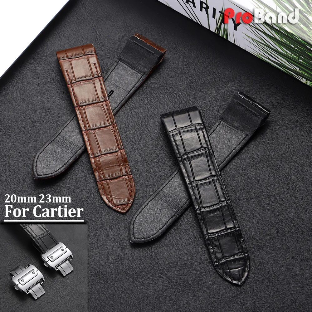 

20mm 23mm For Cartier Watchband Watch Strap for Santos 100 Series Soft Business Wrist Band Folding Buckle Men Women Bracelets