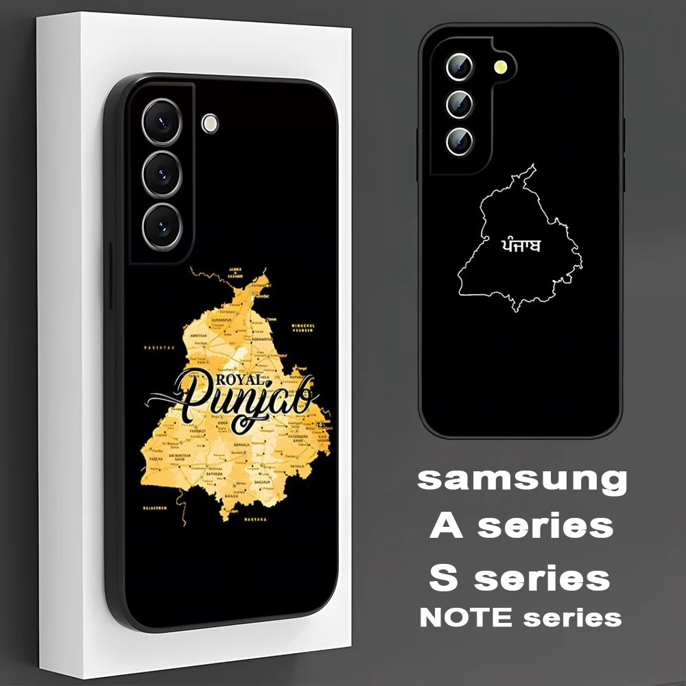 P-Punjab M-Map Phone Case For Samsung S 25 24 23 22 21 20 Plus Ultra A 16 24 Peace 34 54 53 Luxury Black Shell Cover