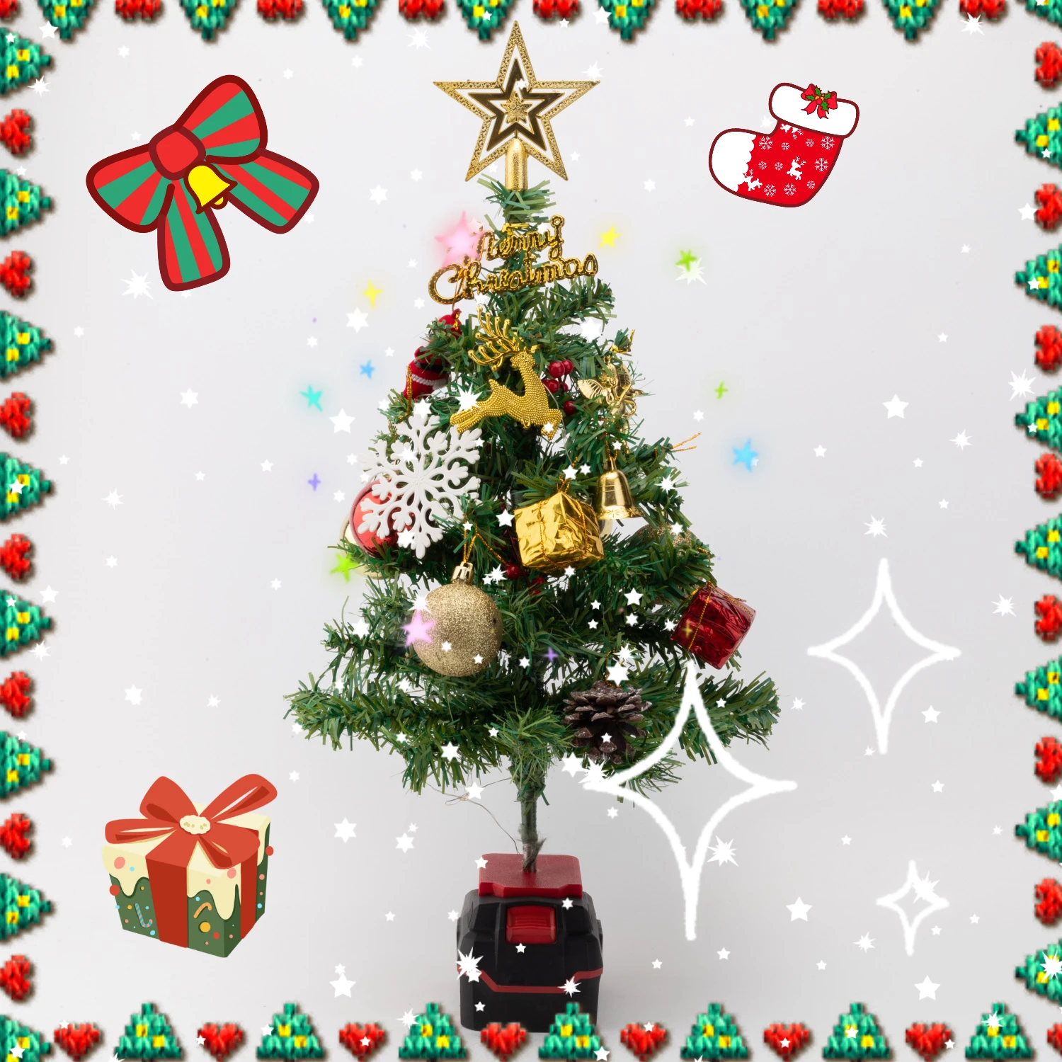 

45CM PVC Christmas Tree For Parkside Lidl X20V Li-ion Family Decor Holiday Party Gift for Christmas New Year DIY Xmas Party