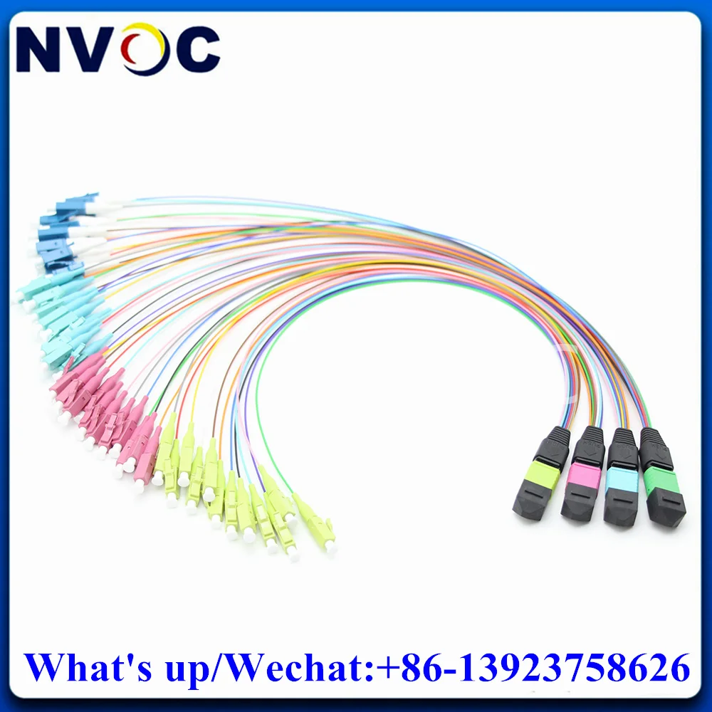 

5Pcs 12Core MPOAPC Male 0.9mm 1M SM Harness Module Hybrid Fiber Optic Pigtail Cable with 12Pcs SC/FC/SC/LC Connector