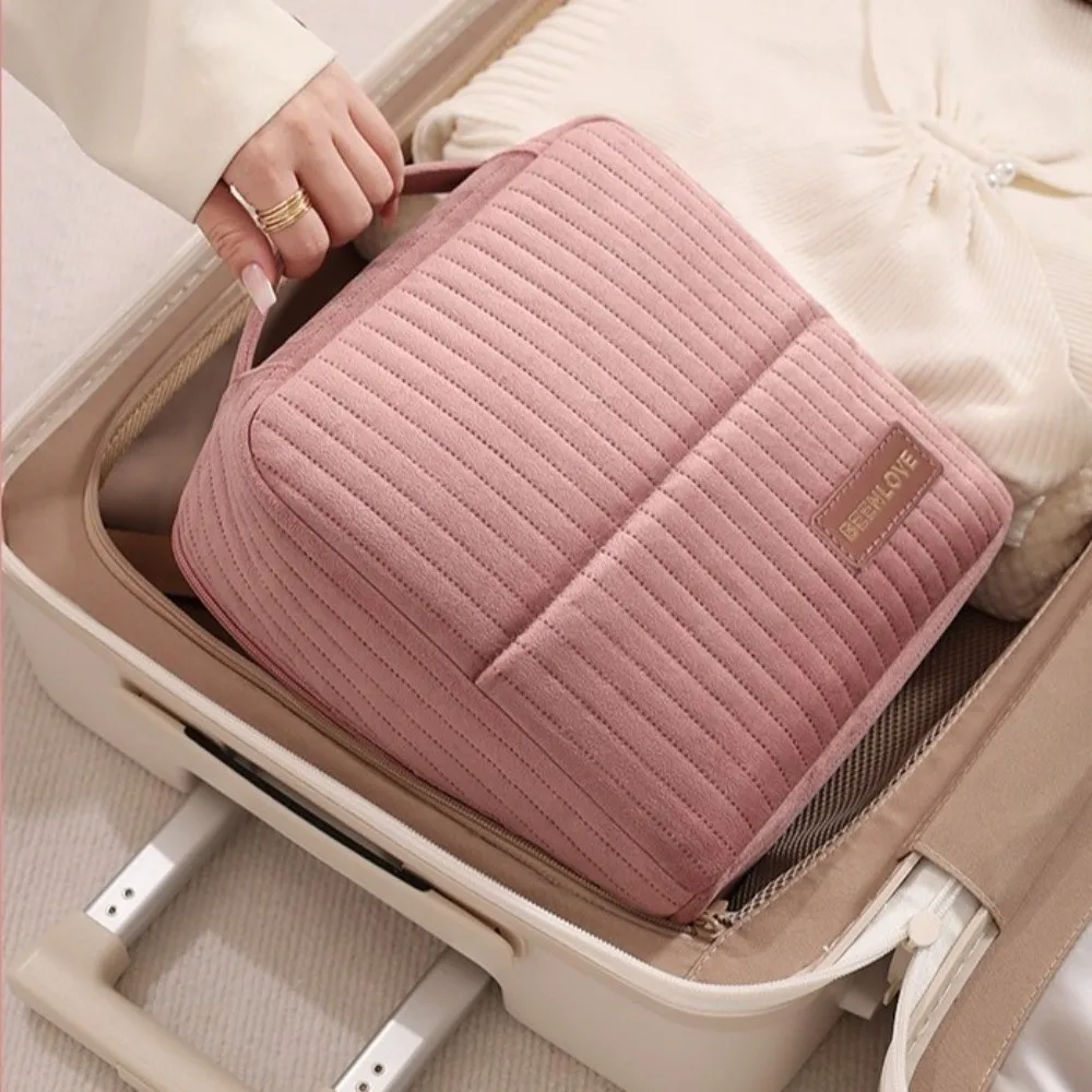 

Портативная косметичка-органайзер с короткими ручками, многофункциональная сумка для туалетных принадлежностей с множеством карманов, вместительная водонепроницаемая сумка для макияжа, для путешествий