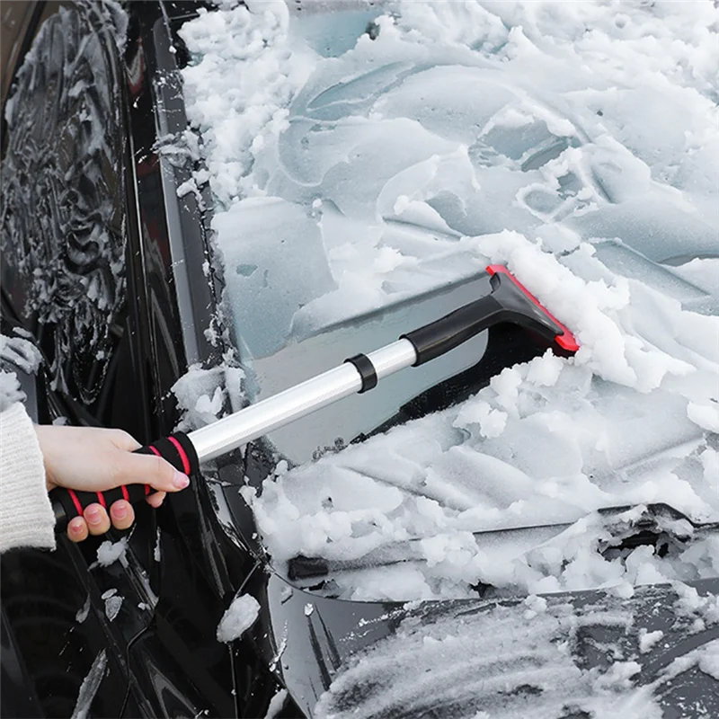 ABLN-grattoir à glace extensible brosse à neige outil de déneigement détachable avec poignée en mousse 360 °   Grattoir à neige à tête de brosse pivotante